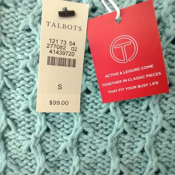 Talbot's Oversized Fisherman Cotton Wool Blend Sweater Womens Small NWT Cozy - Picture 5 of 6